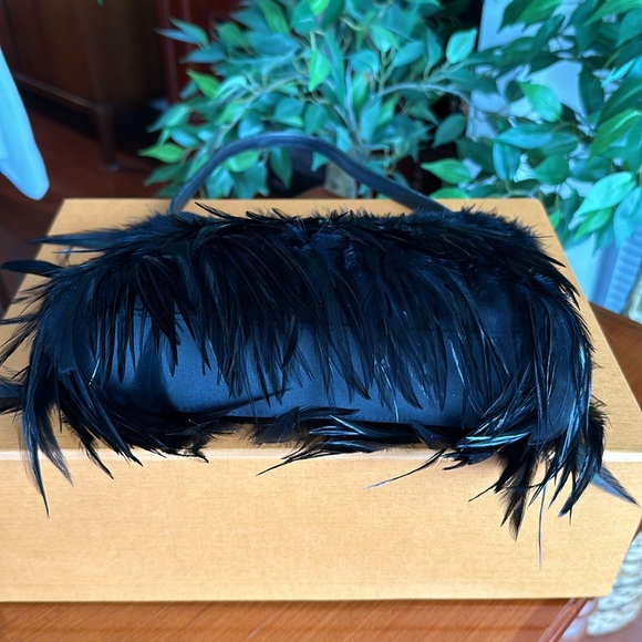 Black Crow Bird Feather Evening Gothic Shoulder Handbag - Picture 6 of 10